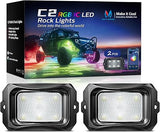 C2 Max RGB IC Chasing Color Rock Lights 2 Piece LED Underglow Light Kit for Truck ATV UTV Offroad Vehicles