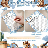145 Pcs Cowboy Baby Shower Games Supplies 5 Sets Baby Shower Games Activities Cards With 20 Pcs Funny Pencils Include Descriptions And Wishes, Guess Who, Bingo Play, Word Search