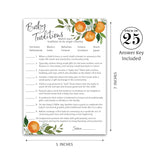 A Little Cutie Theme Baby Shower Games — Baby Traditions Around The World Game — Pack Of 25 — Citrus Orange, Fun Baby Facts Trivia Shower Activity, Gender Neutral Couples Shower Co-Ed Shower G350-Btw