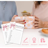 30 Pcs Baby Shower World Scramble Game Cards & 1 Answer Card - Pink Bow Theme Double Sided Baby Shower Games For Girls - Gender Reveal, Announcement Party Decorations & Activities - A11