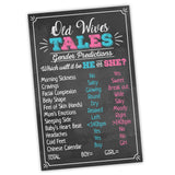 Old Wives Tales Gender Reveal Party Game Poster 11" X 17" Black, Pink & Blue- Boy Or Girl Party Supplies, Activity, Decorations