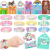 24 Pack Valentines Bracelets & Cards Set, Friendship Bracelets Valentines Day Cards For Kids Classroom - Bead Bracelet Valentine Cards, Bulk School Exchange Gifts, Cute Animal Greeting Cards Valentines Gifts For School Boys Girls