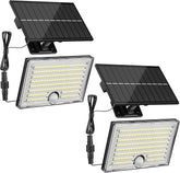 2 Pack 170 LED Mini Solar Flood Lights Motion Sensor IP65 Waterproof Dusk to Dawn Lights