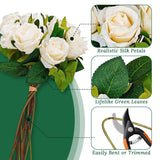 13Pcs Cream White Artificial Roses, Fake Rose Bouquet Realistic Faux Rose Flowers For Diy Wedding Table Centerpiece