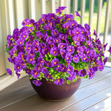 Artificial Flowers For Outdoor 12 Bundles Uv Resistant Fake Silk Morning Glory Flowers For Home Planter Porch Window Box Yard Purple