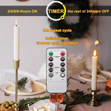 IMAGE 12 Pcs Battery Operated Taper Candles 3D Wick Ivory Taper Flameless Candles 0.78in*6.29in with 10 Keys Remote and Timer, Flickering Flameless LED Light for Xmas Valentines Day Party Decoration