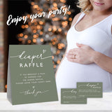 Baby Shower Diaper Raffle Game Kit, 50 Pieces Dark Green Tickets & 1 Standing Sign, Decoration For Baby Shower, Gender Reveal, Baby Announcement, Party Favor & Decorations - A08
