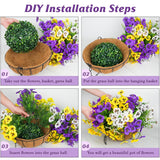 Artificial Outdoor Flowers With Hanging Basket, Hanging Planters With 12Pcs Fake Pansy Flowers For Spring Summer Front Porch Garden Patio Home Decor