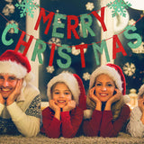 Red And Green Merry Christmas Banner Merry Christmas Garland Banner, Christmas Party Banner Merry Xmas Banner For Xmas Holiday Fireplace Mantle Home Decor