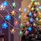 Snowflake String Lights, 20 Ft 40 Led Battery Operated Waterproof Multicolor Snowflake Fairy Lights Indoor Outdoor For B