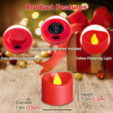 24 Pack Led Red Tea Light Battery Operated, Flameless Flickering Red Votive Candles Flicker Electric Tealight Small Fake Candles Bulk For Christmas Halloween Wedding Romantic Party Decorations
