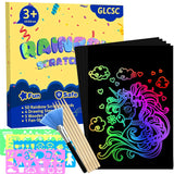 60 Pcs Scratch Art For Kids, Rainbow Scratch Paper, Black Magic Scratch Off Craft Set For 3 4 5 6 7 8 9 10 Years Old Girls And Boys Kids, Party Games Christmas Birthday Easter Gifts