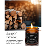 Scented Candles For Men | Firewood & Campfire Scented|Wooden Wick, Long Lasting, Masculine Scents | Natural Soy Jar Candle For Home, Bachelor Pad Decor | The Perfect Mens Gift.