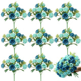 8 Pack Rose Artificial Flowers Bouquet, 10 Small Silk Rose Heads Per Pack, Fake Roses Bunches For Wedding Table Centerpieces Bridal Bouquet Mother'S Day Valentine'S Day Home Decor, Blue