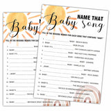 Boho Rainbow Name That Baby Song Baby Shower Games, 25 Sunshine Gender Neutral Cards With 1 Answer Card, Gender Reveal Party Game Set For Women, Men-A21