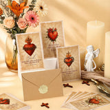 24 Sets Religious Vintage Valentines Cards Catholic Greeting Card With Brown Envelope Gold Sticker Heart And Cross Bulk Exchange Gifts For Godmother Goddaughter Church Couple Friends