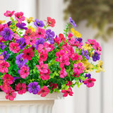 Artificial Fake Flowers Plants For Outdoors Spring Summer Decor,16 Bundles Faux Flowers Plant Silk Daisy Uv Resistant For Outside Planters Front Porch Patio Yard Garden Home(Red,Purple,Yellow,Fuchsia)