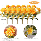 6 Pack Artificial Marigold Silk Flowers Bouquet, Orange Yellow Fake Mums Chrysanthemums, 30 Heads Faux Marigolds For Wedding Indoor Outdoor Vase Table Porch Home Halloween