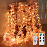 Artificial Cherry Blossom Lights?190 Led 5.5Ft X 6.2Ft Warm White Curtain String Lights With Remote And Timer, 8 Modes, Usb Powered For Room Wall Party Xmas Decor