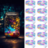 Fairy Lights Battery Operated, 12 Pack Colorful Mini String Lights 20 Led 7Ft Waterproof 3 Lighting Modes For Bedroom, H