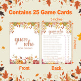 Guess Who Game Cards, Autumn Baby Shower Games Cards, Thanksgiving Boy Or Girl Baby Gender Reveal Party Favors Decorations And Supplies, 25 Pcs Double-Sided - E03