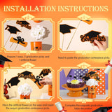 3 Sets Graduation Table Centerpiece Decorations Class Of 2025 Includes 3 Silk Artificial Flower 9 Congrats Grad Sticks Picks Toppers 3 Metal Vases For Home Party Supplies Gifts(Orange)