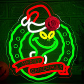 Christmas Wreath Neon Sign For Wall Decor Dimmable Christmas Neon Light For Men Led Light Up Sign Suitable For Living Room Clothing Store Man Cave Birthday Gift Size 12.9 * 11.8In(A006)