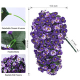 Artificial Flowers For Outdoors 2Pcs Faux Silk Pansy Vines Lush Uv Resistant Fake Hanging Flower Plants For Outside Porch Yard Patio Window Box (Mix Purple)