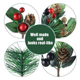 28 Pcs Artificial Christmas Greenery Red Berry Picks Pine Cones Holly Berries Flower Stem Needles Branches Fake Greenery Floral Picks For Xmas Tree Winter Crafts Party Festive Home Decor
