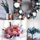 Preserved-Dried-Eucalyptus-Stems,16-17" Natural Blue-Green Eucalyptu Plant Live Fresh, Real Eucalyptus Branches Leaves For Shower Spa, Blue Dried Flowers For Vase Fillers, Home Decor & Wedding (16Pcs)