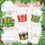100 Pcs 12 Oz Christmas Ugly Sweater Plastic Cups With Straws Christmas Disposable Plastic Cups Winter Xmas Holiday Party Cup Bulk For Merry Christmas Party Supplies Xmas Party Decorations