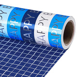 Reversible Wrapping Paper Roll For Men Women, Mini Roll, Happy Birthday And Plaid Pattern Gift Wrap Paper Great For Birthday, Party, Baby Shower, 17.5 Inches X 32.8 Feet