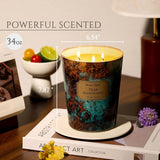 Homelights Scented Candles | Large Jar 34 Oz Natural Soy Candle | 130 Hrs Long-Lasting With 3 Wicks | Industrial Chic Home Decor | Gifts For Mom & Women, Teak Mahogany