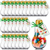 36 Set Christmas Candy Containers Fillable Light Bulb Ornaments 100 Ml Clear Plastic Candy Containers Reusable Candy Jars With Happy Holiday Cards Christmas Gifts Bulk For Xmas Party Crafts