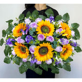 Artificial Cemetery Flowers Saddle - Memorial Flowers Bouquet - Outdoor Grave Decorations,Sympathy Flower - Rose Sunflower Hyacinth