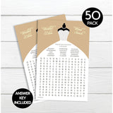 Wedding Word Find/Search Game - Bridal Shower - Champagne Silver Wedding Dress (50-Sheets)