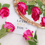 36 Pcs Velvet Silk Hot Pink Rose Bouquet Bridal Artificial Flowers,Fake Rose Long Stem Realistic Artificial Flowers Bulk For Wedding Bouquet Ball Arrangement Centerpiece Party Decor(Hot Pink)