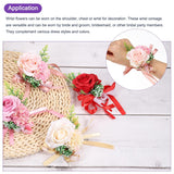 Wrist Corsage Artificial Flower Bracelets Pack Of 1 Rose Wrist Bride Groom Decorative For Wedding Ceremony Prom Party Anniversary, 12X10Cm Light White