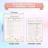 5X7 Inch Baby Shower Game Cards With Answer Card- 50 Pack Baby Family Feud - Pink Floral Watercolor Design For Girls, Funny Gender Reveal Party Favor,Party Game & Activities (A06)