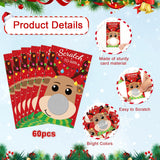 60 Pieces Christmas Scratch Off Cards Stickers Christmas Party Games Blank Gift Certificate For Festive Raffle Tickets 3.5 X 2.1 Inch Deer Party Favors Games Supplies