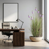 Artificial Plants Indoor Tall Grass Plants With Lilac Flower 47.2In Artificial Ornamental Grass Green Onions Grass Outdoor Fake Plants With Black Pot Home Office Decorative (1 Pack,Purple)