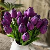 20Pcs Purple Artificial Tulip Flowers, Silk Fake Flowers 13" For Mother'S Day, Easter, Valentine’S Day Gifts In Bulk, Home, Kitchen, Wedding Decorations