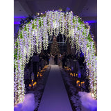 12 Pack 3.6 Feet Artificial Fake Wisteria Vine Ratta Hanging Garland Silk Flowers String Home Party Wedding Decor (Purple 2)
