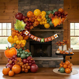 Thanksgiving Fall Balloon Garland Kit Red Orange Yellow Green Maple Leaf Pumpkin Decor