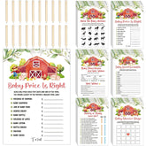 150 Pcs Watercolor Baby Shower Games Set Farm Animals 6 Games With 20 Pieces Pencils For Baby Shower Activities Include Descriptions, Guess Who, Price, Bingo Game, Word Scramble Game