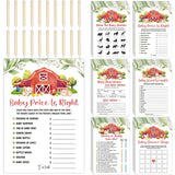 150 Pcs Watercolor Baby Shower Games Set Farm Animals 6 Games With 20 Pieces Pencils For Baby Shower Activities Include Descriptions, Guess Who, Price, Bingo Game, Word Scramble Game