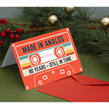 80Th Birthday Card – Retro Cassette Tape Design – Made In Analog, Still In Tune – 80 Year Old Gifts For Him Or Her – Folded Card 4.5X7Inch With Red Envelope, Sticker - Sweet Decorations For Him, Her