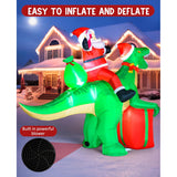 9Ft Christmas Inflatables Santa Riding Dinosaur With Built-In Led,Dinosaur Inflatable Christmas Blow Up Yard Decorations