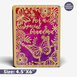 Mothers Day Card For Grandma - | Made From Real Bamboo | 6" X 4.5" - 1 Pack (Envelope Included) | Laser Cut, Spring Themed Grandma Mothers Day Card | Nana Mothers Day Card
