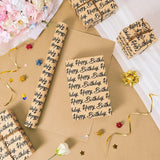 Happy Birthday Wrapping Paper - 1 Roll 17” X 33 Ft Brown Kraft Gift Wrapping Paper For Kids Adults Birthday Party Decoration Present Packing Supply